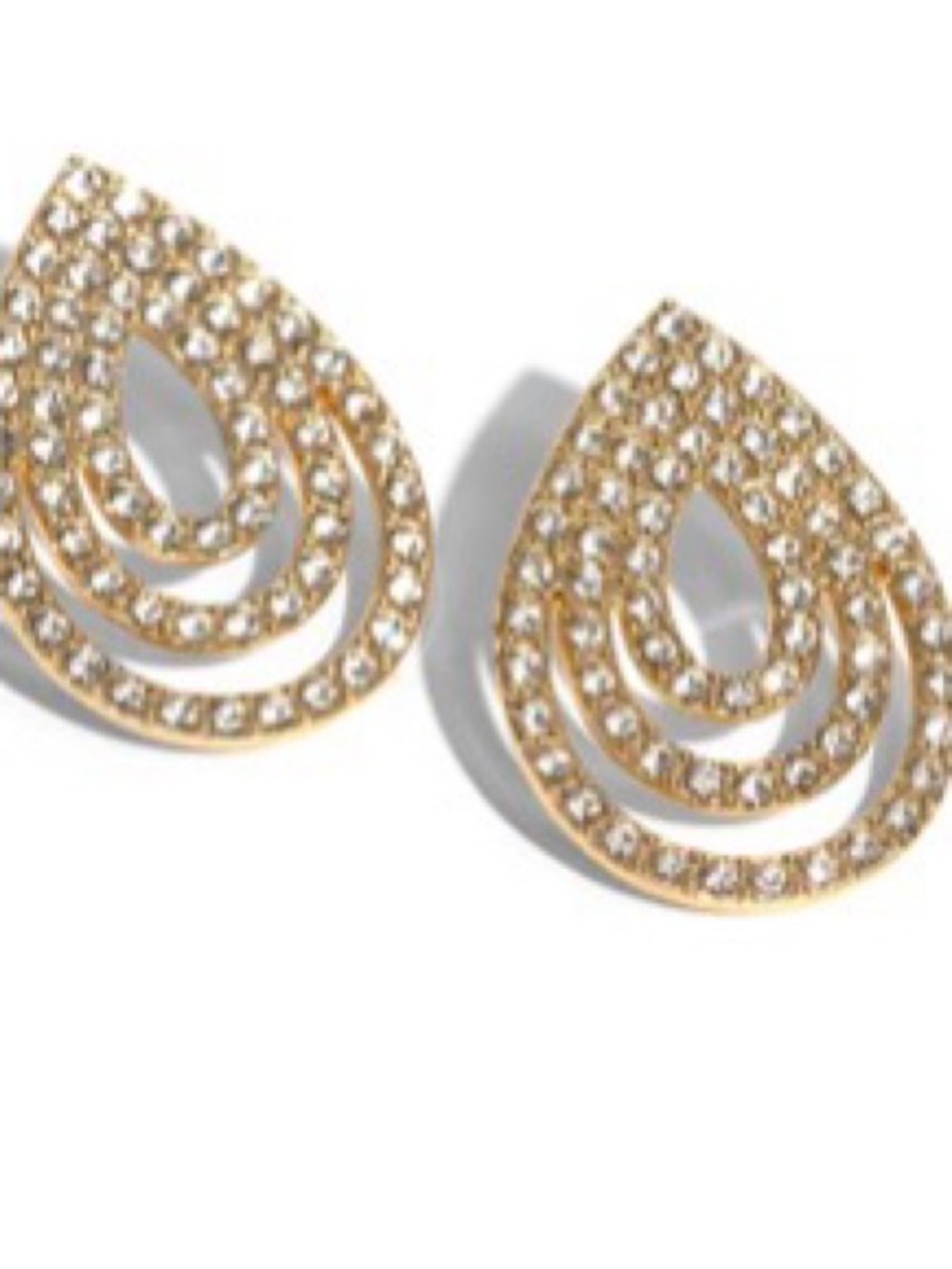 Gold Teardrop Crystal Stud Earrings - Women Jewelry